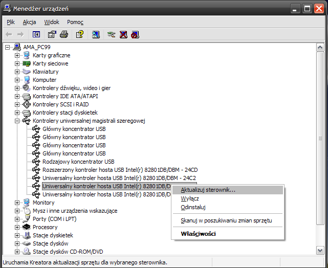 Kontroler Ethernet Sterownik Windows Vista